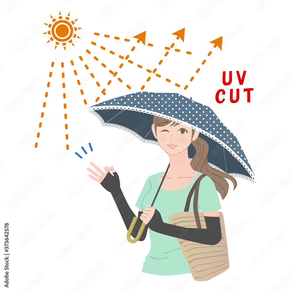 日傘をさしてokサインの女性 Vector De Stock Adobe Stock