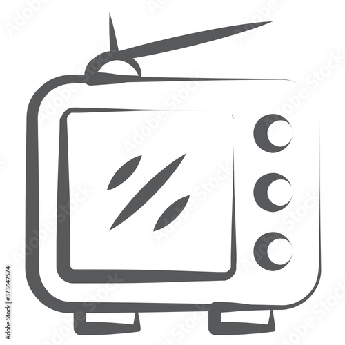 
Retro tv set with antenna icon in trendy style 
