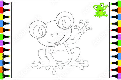 coloring animal for kids, simple vector illustration