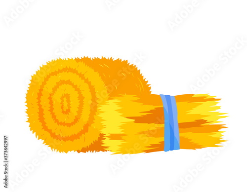 Roll of hay. Round hay bales. Flat dried haystack isolated on white background. Farming haymow bale hayloft vector illustration, haystack, hayrick
