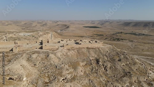 Scenic view of Masada mount in Judea desert near Dead Sea, Israel