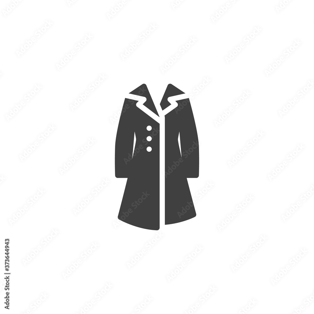Women coat with collar vector icon. filled flat sign for mobile concept and web design. Winter coat glyph icon. Symbol, logo illustration. Vector graphics Women coat with collar vector icon. filled flat sign for mobile concept and web design. Winter coat glyph icon. Symbol, logo illustration. Vector graphics
