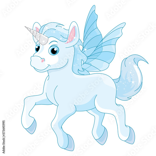 Blue Unicorn with sparkly Hair © Vitayuliaart