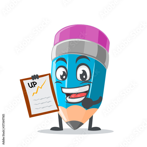 vector illustration of mascot or pencil character presentation with clipboard