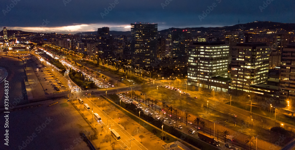 Panoramic view of district of Barcelona with modern apartment buildings in Spain