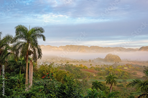 morning with haze in the vinales valley in cuba