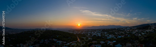 Athens Greece panorama. Aerial view of Athens city from Penteli mount