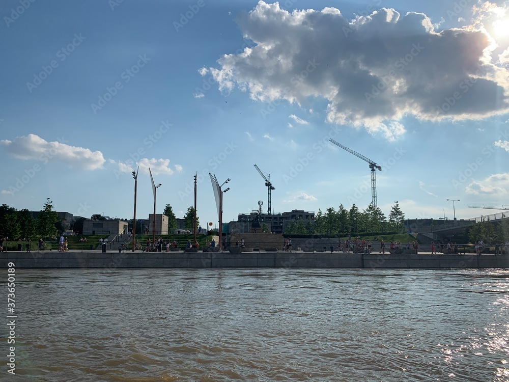 Naklejka premium river vistula in the city of warsaw