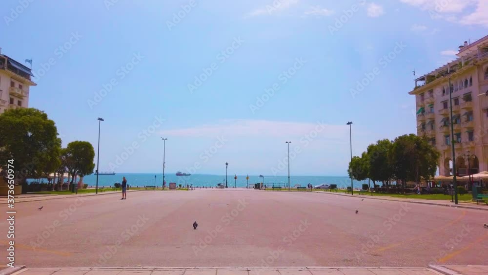 4K clip of the empty infamous Aristotelous Square in Thessaloniki, Greece on a clear summer day 4K clip of the empty infamous Aristotelous Square in Thessaloniki, Greece on a clear summer day