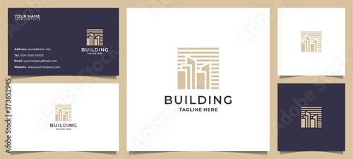Building logo inspiration with concept line art and business card