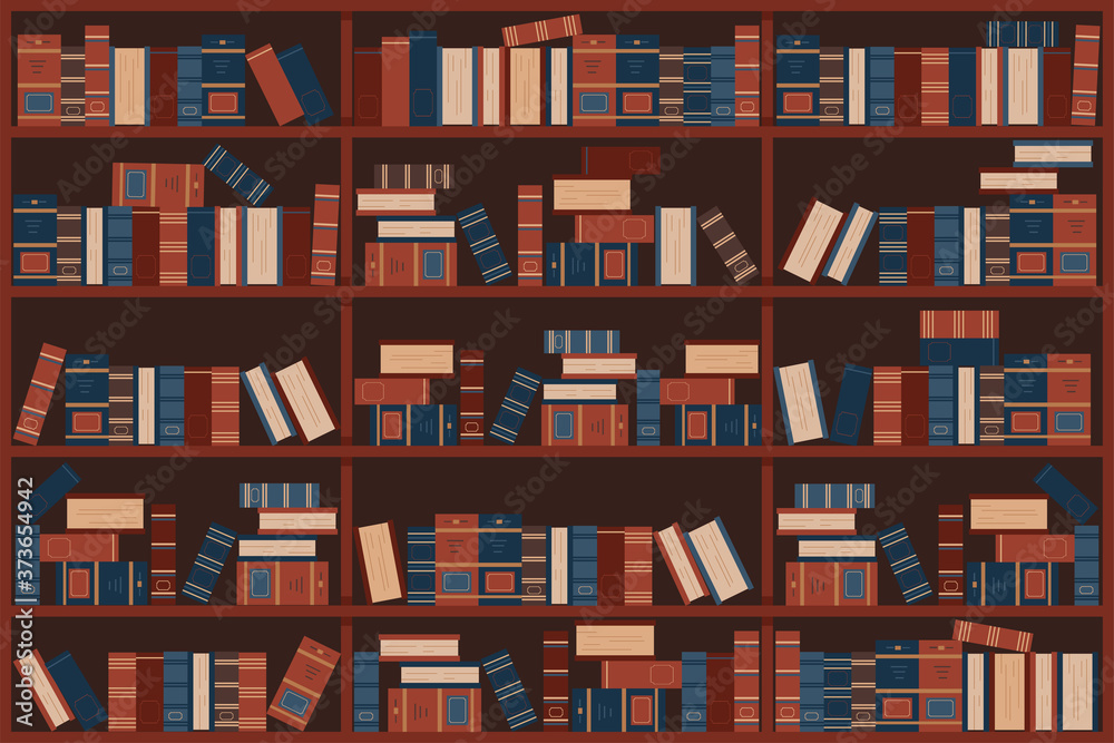 Library shelves with old books vector cartoon illustration. Library shelves with old books vector cartoon illustration.
