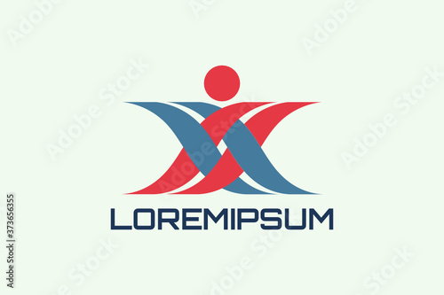 Logo Vector illustration of athlete doing various sports or gymnastics or yoga movements in embroidery style. Initial Logo 