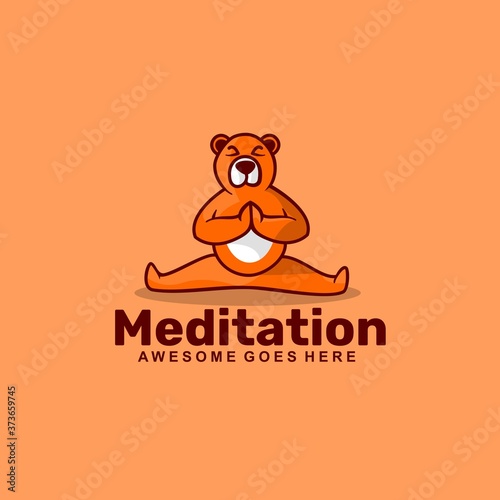 Vector Logo Illustration Meditation Simple Mascot Style.