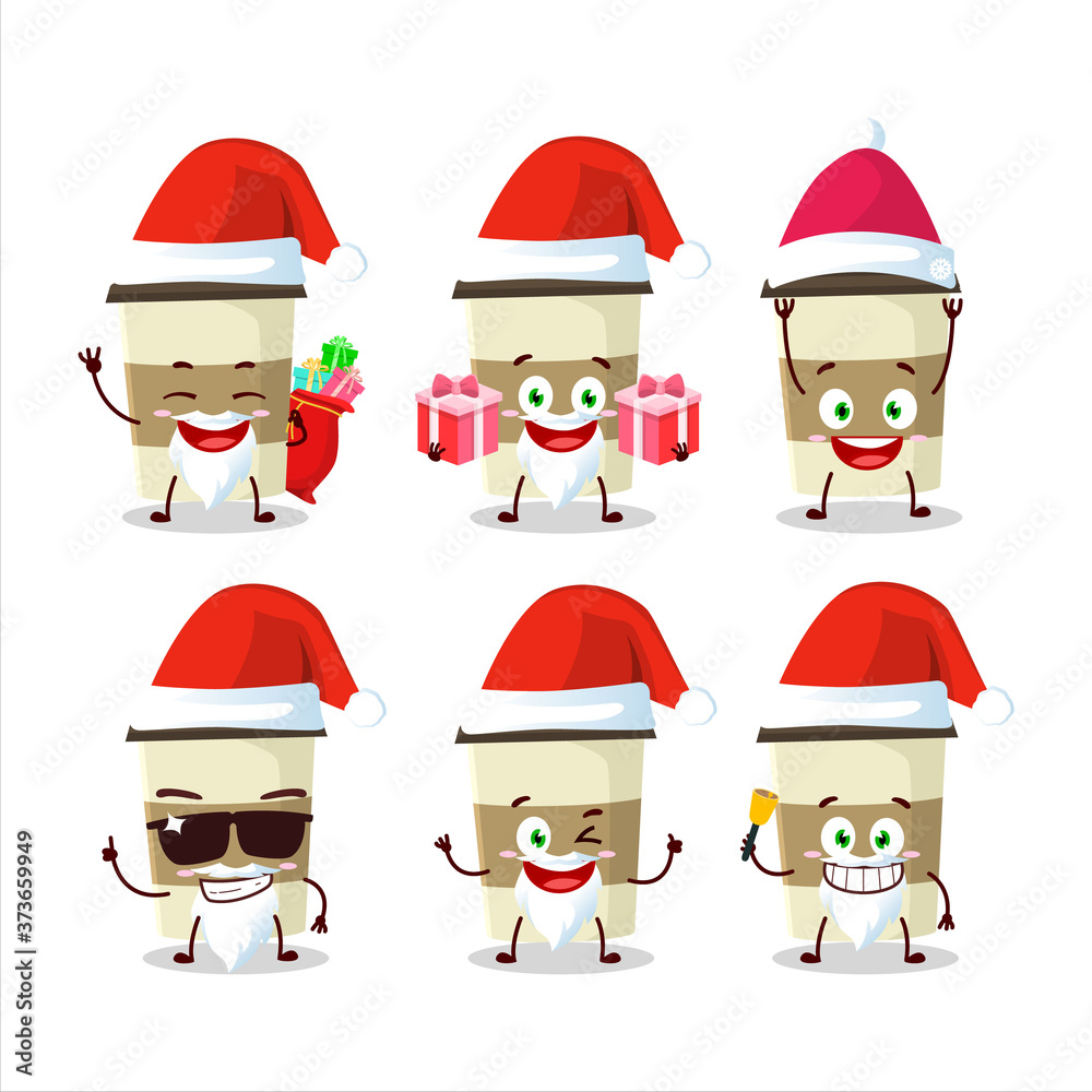 Santa Claus emoticons with coffee cup cartoon character