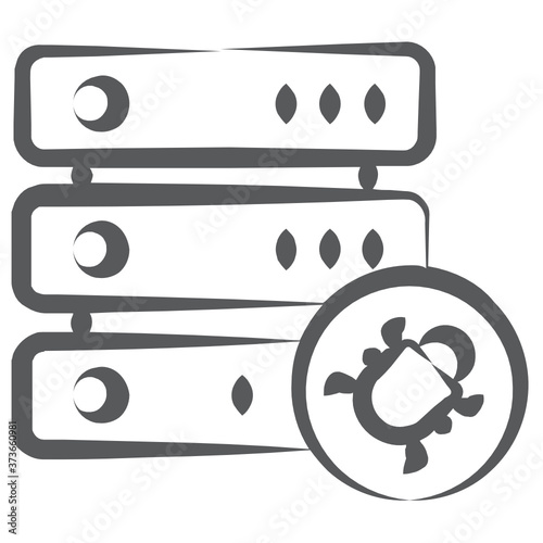 
Dataserver virus in modern linear style, data storage, 
