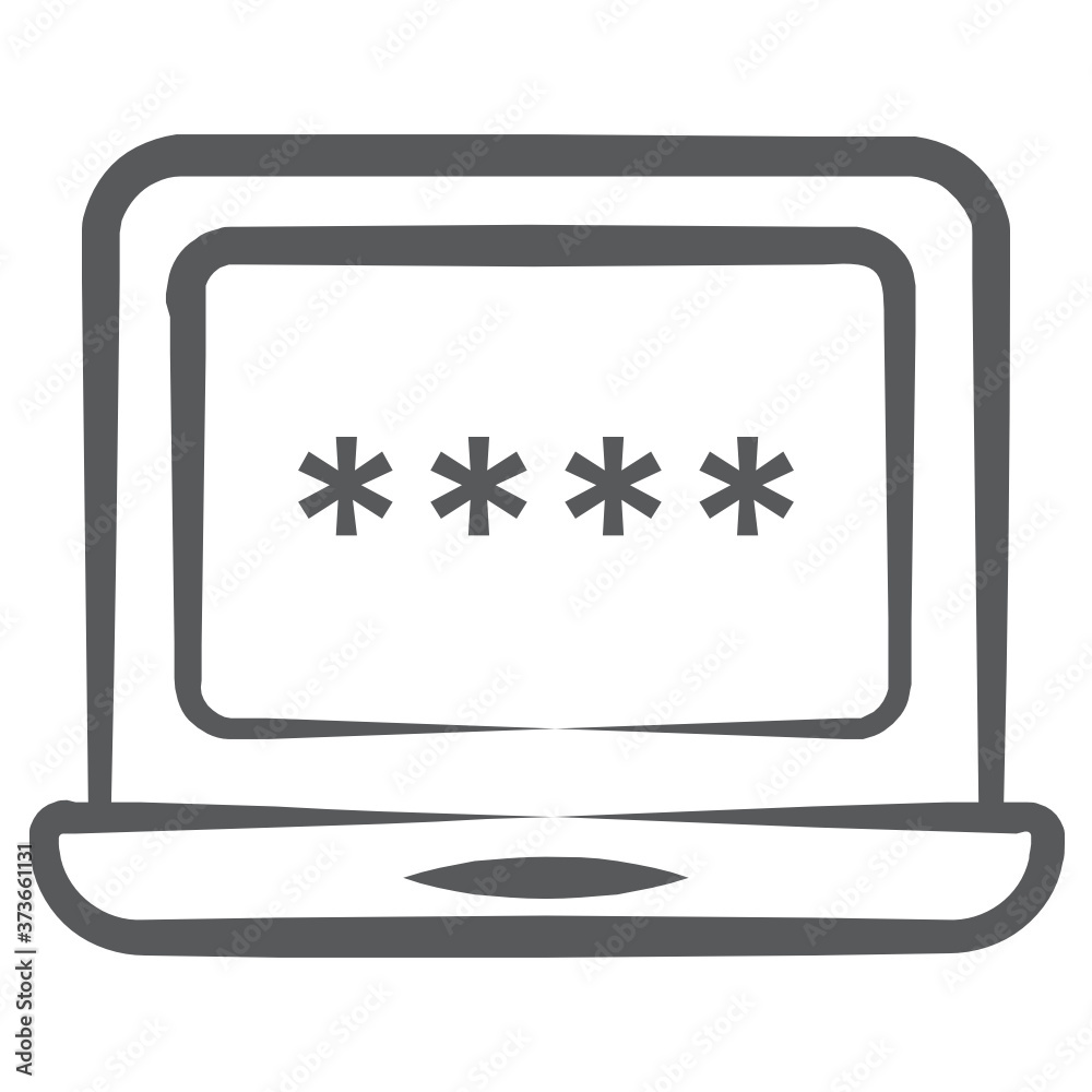 Laptop password icon in editable style
Laptop password icon in editable style