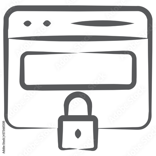 
A vector style of webpage with padlock, line icon of private website
