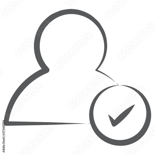 
User verification icon in editable style, tick with person 
