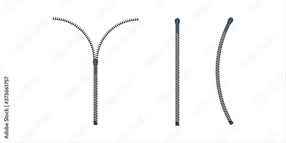 Zipper. Closed and open zip icon set. Vector illustration.