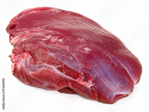 Billede på lærred Deer Roast - Raw Wild Game Meat on white Background - Isolated