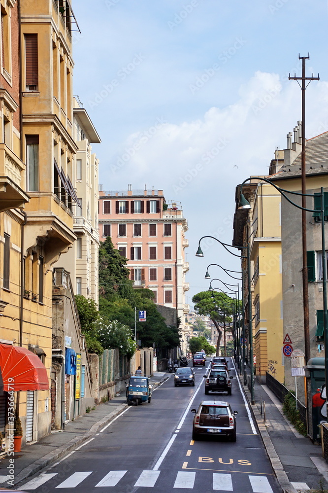 Detail from the streets of Genoa Italy. Genoa is sixth largest city in Italy.
