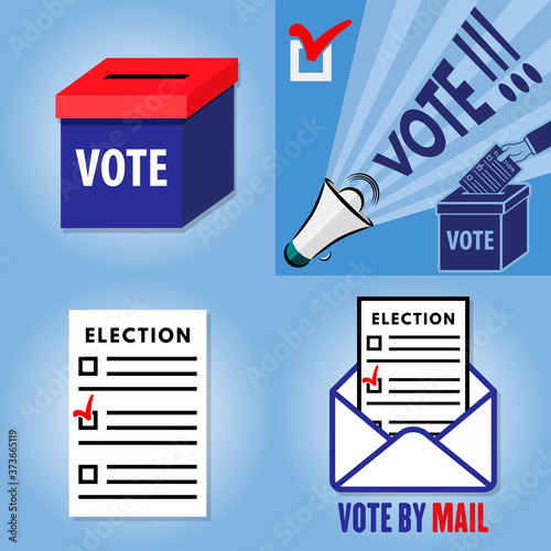 Set of election icons or signs. Vector illustration.