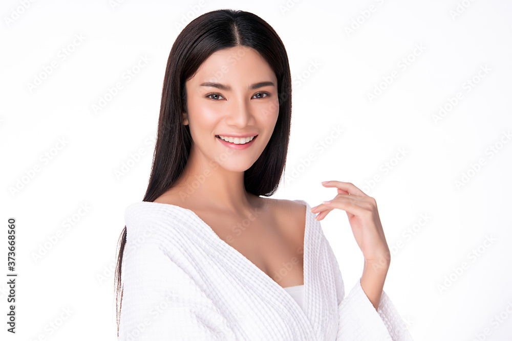 Beautiful Young asian Woman with Clean Fresh Skin, on white background, Face care, Facial treatment, Cosmetology, beauty and spa, Asian women portrait Beautiful Young asian Woman with Clean Fresh Skin, on white background, Face care, Facial treatment, Cosmetology, beauty and spa, Asian women portrait