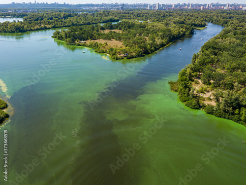 Canvas Print Aerial drone view of the Dnieper river