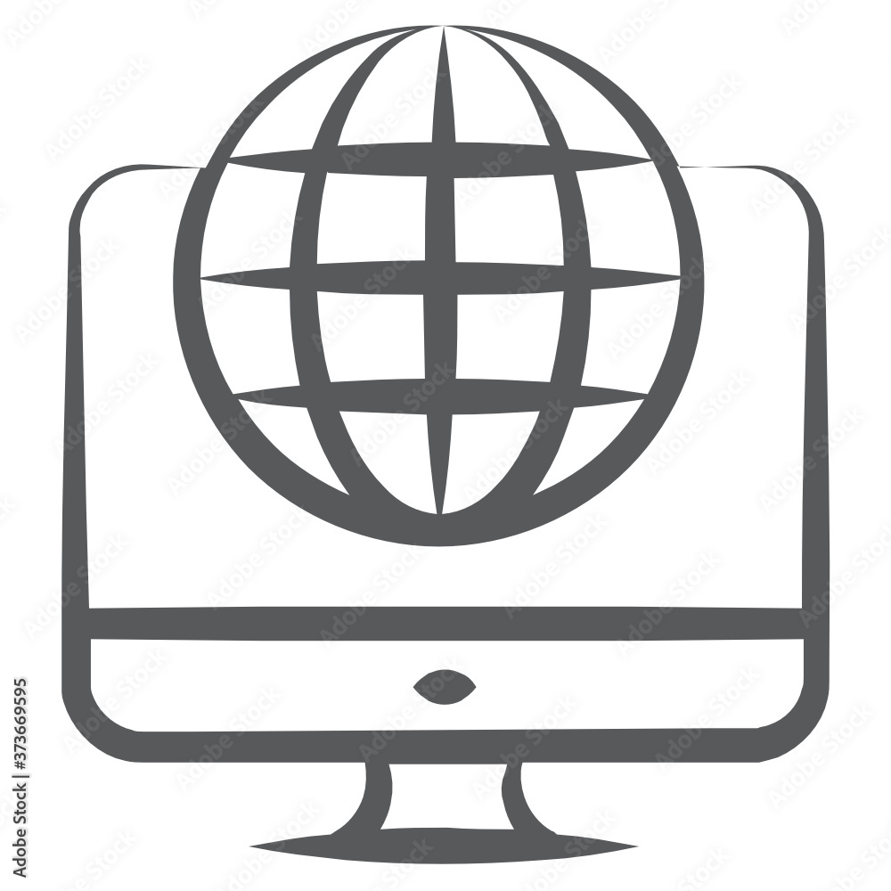 Globe with monitor showing computer internet icon
Globe with monitor showing computer internet icon