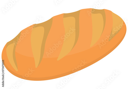 Fresh loaf isolated on white background. Bakery products in cartoon style.