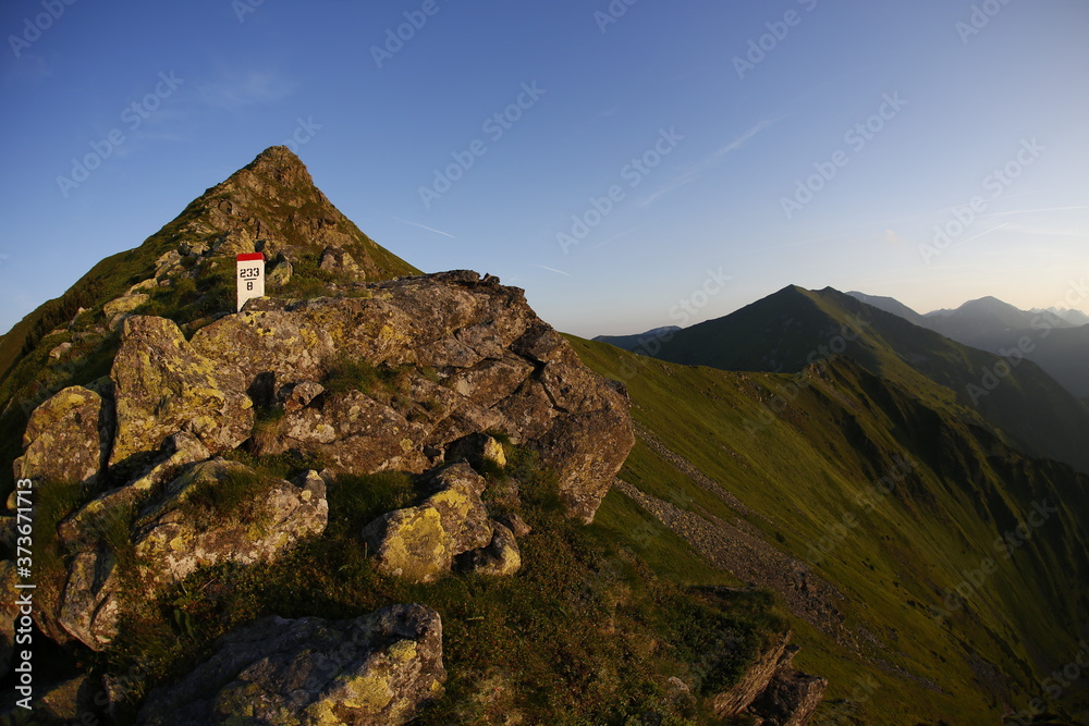 Naklejka premium Slovak/Polish border patch in Tatra Mountains