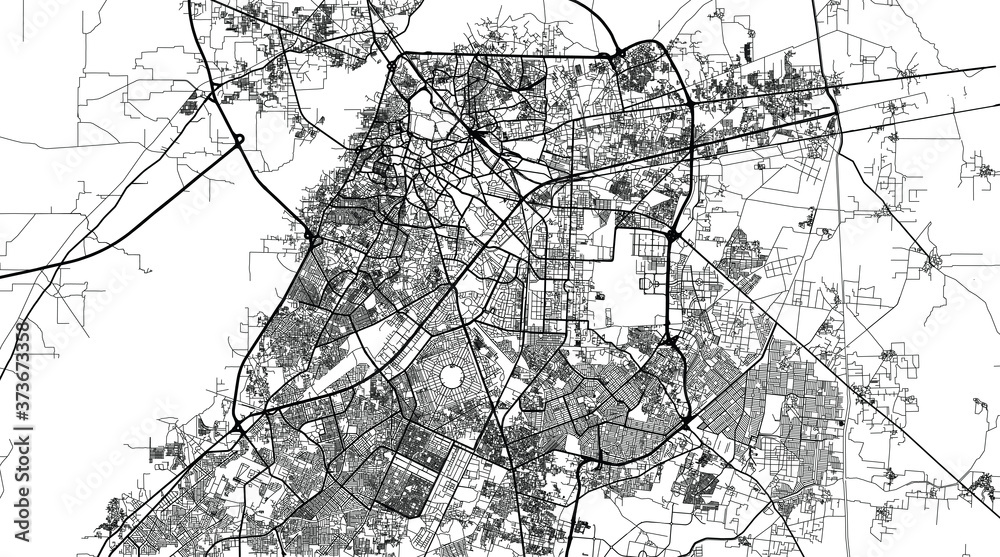 Urban vector city map of Lahore, Pakistan, Asia