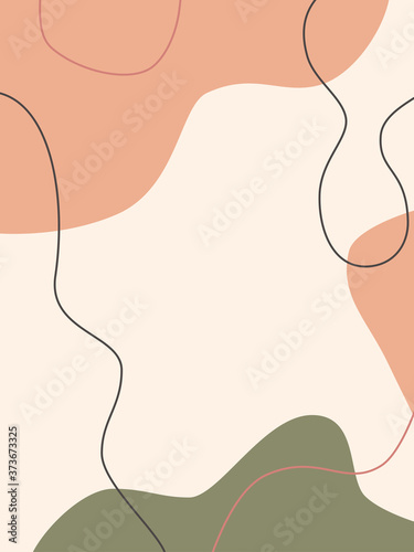 Set of abstract vector backgrounds. Contains unusual colored shapes, tropical leaves, curved lines and warm colors. Suitable for social media stories and creative posts. Template for text and images.