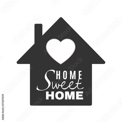 Home Sweet Home icon. Vector illustration with house hood and lovely heart and incense chimney.