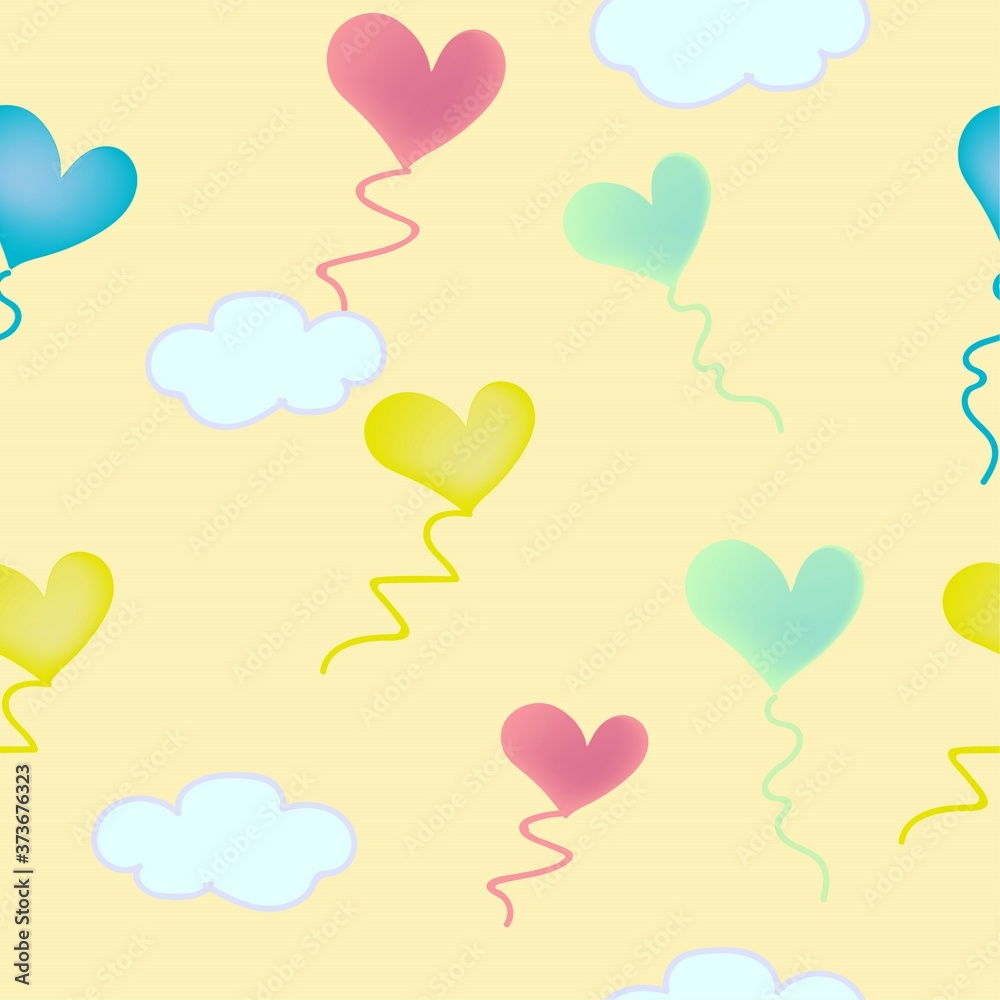 seamless background with flying hearts