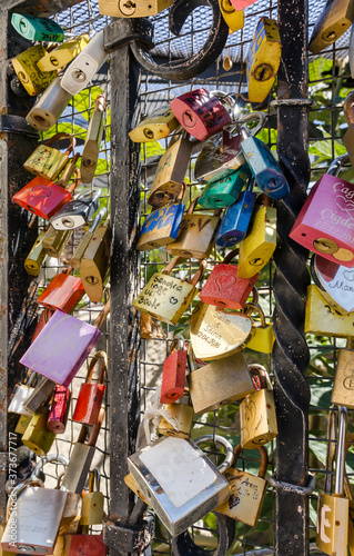 Lovers' padlocks at the Kahlenberg well