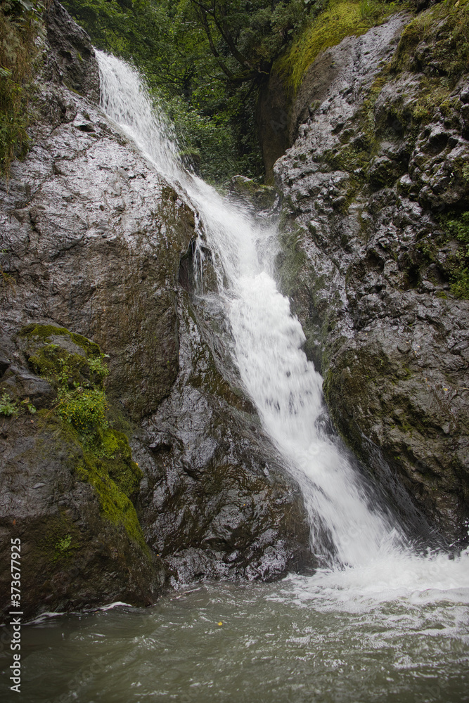 Waterfall by the main road between Batumi and Sarpi, Adjara, Georgia.