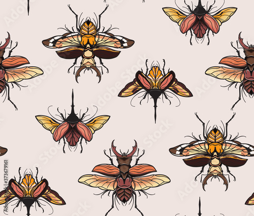 Bugs, moth, butterfly insect animal seamless pattern. Fly  wildlife background. Biology  species, fabric cloth design, old school tattoo print. Sketch drawing vector © milatoo