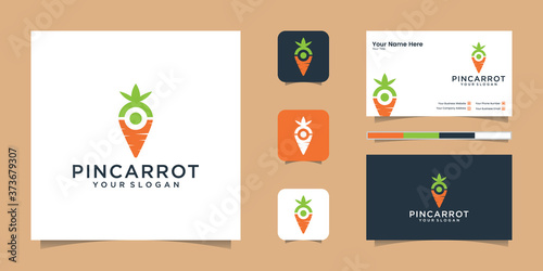 pin carrot logo and business card