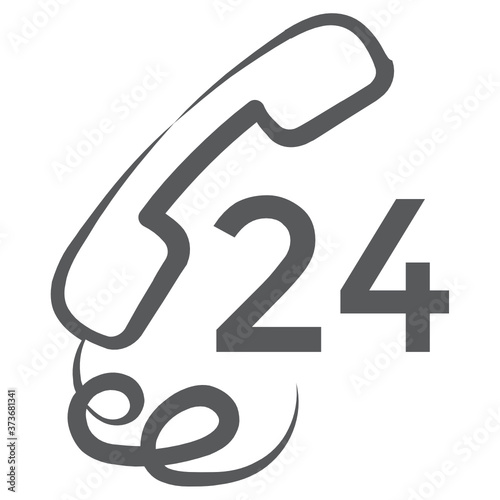 
24hr helpline icon drawn with brush stroke vector
