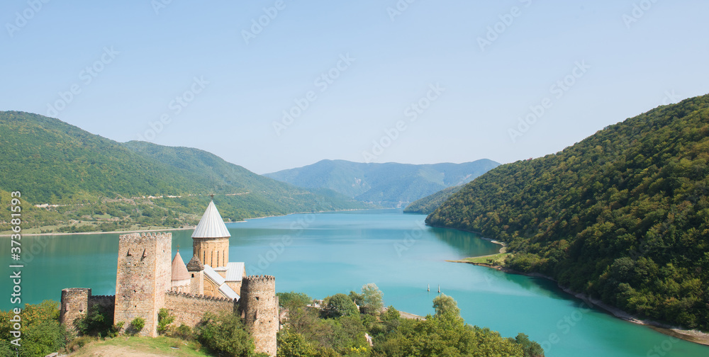 Ananuri Castle with Church on the bank of lake, Georgia