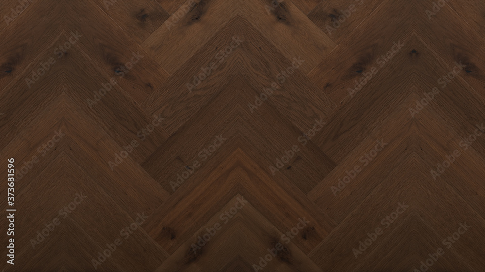 wood background - top view of wooden solid wood flooring parquet laminate brushed oak country house floorboard dark herringbones / fish bone - obrazy, fototapety, plakaty 