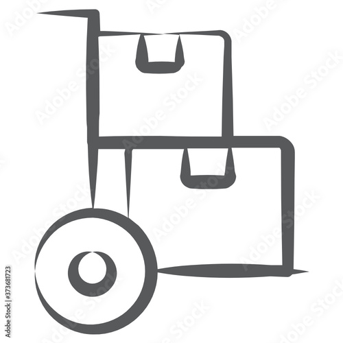 
A linear vector design of luggage cart icon
