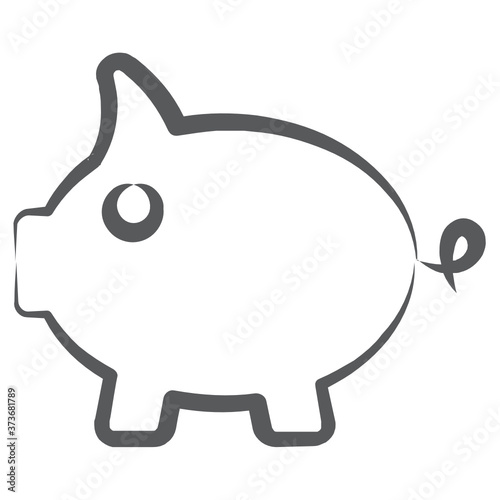 
Piggy bank in line style, saving or accumulation of money 

