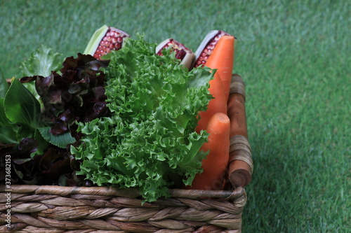 Close up a Basket of Fresh Vegetable
