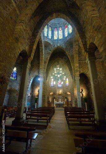 Arch barrels of impressive chapel in complex of Del Santo Cristo, Igualada, Spain