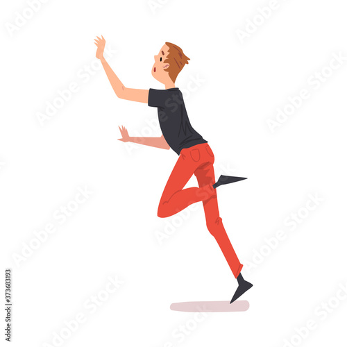 Man Stumbling and Falling Down Forward Cartoon Style Vector Illustration on White Background