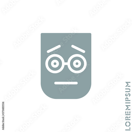 cute emoticon sticker, vector illustration. Embarrassed Shy Blushing Face Emoticon Icon Vector Illustration. Gray on white background