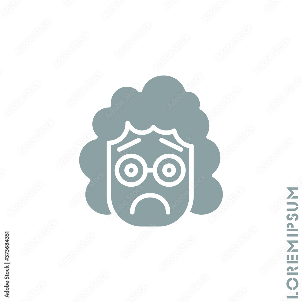 Sad Bad Mood Feel Sorry Regret Emoticon girl, woman Icon Vector Illustration. Style. gray on white background Sad Bad Mood Feel Sorry Regret Emoticon girl, woman Icon Vector Illustration. Style. gray on white background