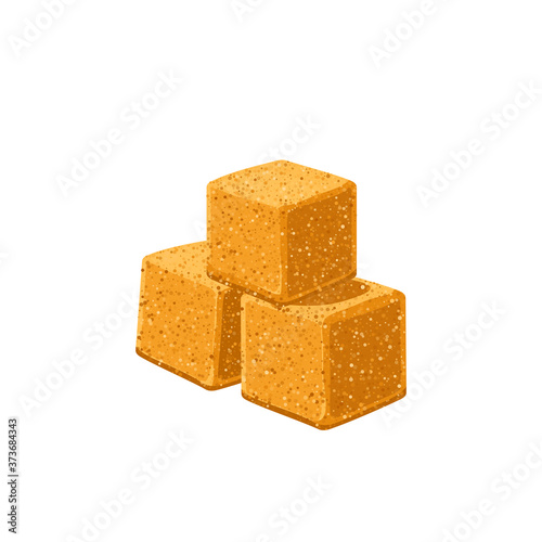 Brown sugar cubes. Vector illustration flat cartoon icon isolated on white background.